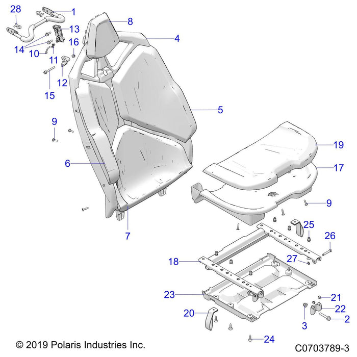 Weld-Seat Frame,Rear,Flip,Blk by Polaris