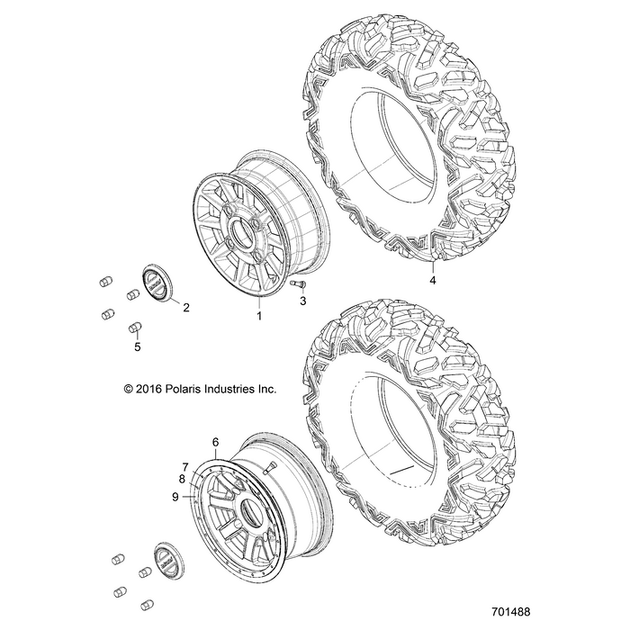 Wheel-Fr,14X7,Bdlck,Flbl Mach by Polaris