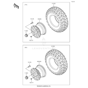 Wheel,Front,12X7.5At,Black by Kawasaki 49058-0635-31D OEM Hardware 49058-0635-31D Off Road Express Peach St