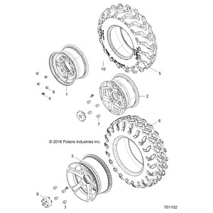 Wheel, Front, 14 X 7, Black Eng by Polaris 1522428-521 OEM Hardware P1522428-521 Off Road Express