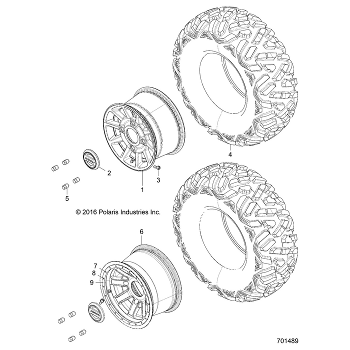 Wheel-Rr,14X8,Bdlck,Flbl Mach by Polaris