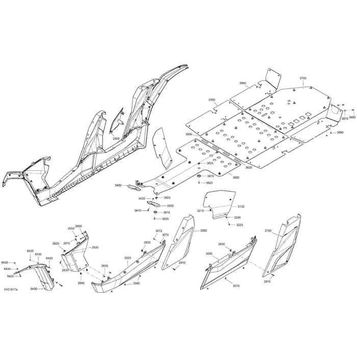 White LH Center Cage Panel by Can-Am