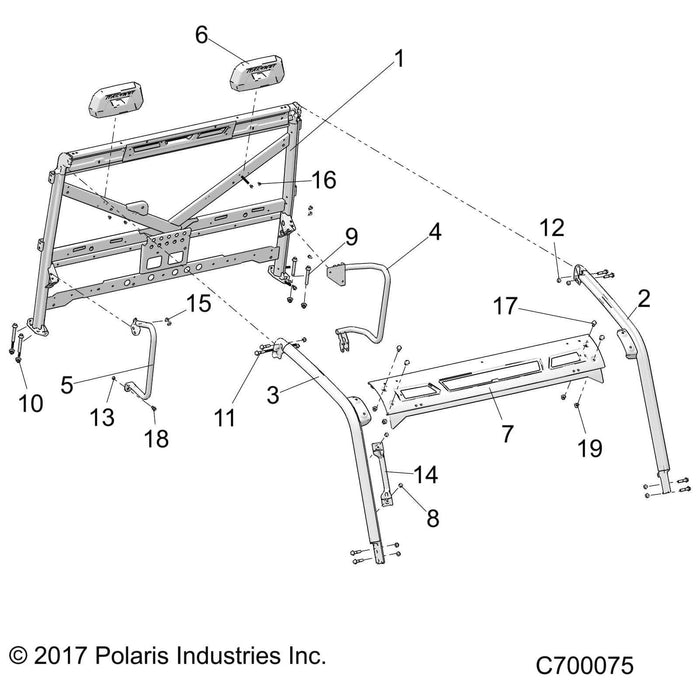 Windshield Mount Plate, Upper, by Polaris