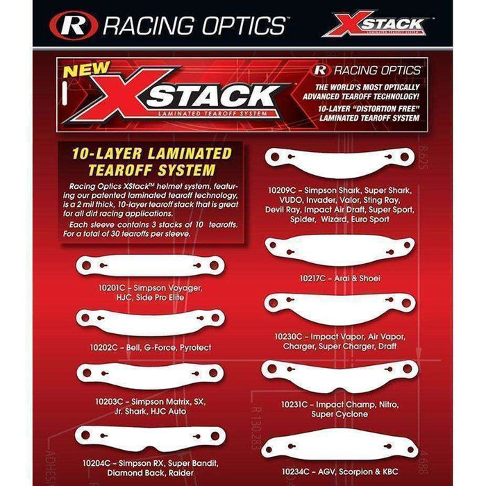 Xstack Tear Offs For Impact, Simpson Shark, Vudo, Invader, Sting Ray, Devil Ray - 10209C by Racing Optics