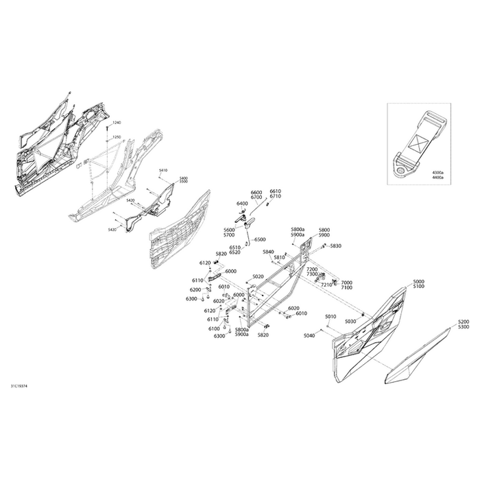 Yellow, LH Door Trim Panel by Can-Am